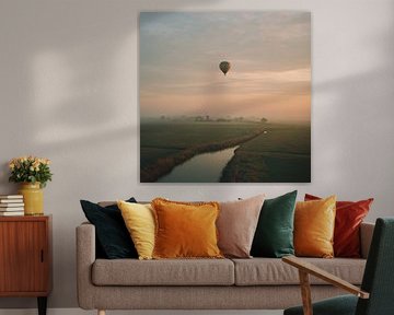 Hot Air Balloon over the Dutch Polder at Dawn by Friso Creates