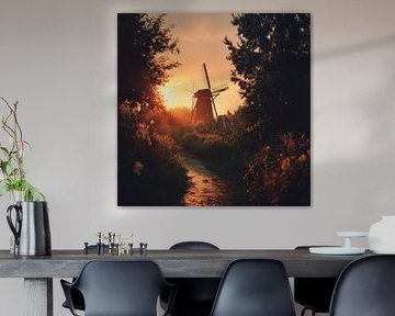Sunset at the Windmill Surrounded by Nature by Friso Creates