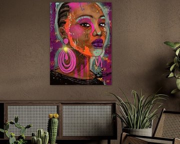 Vibrant Soul - Powerful Urban Portrait with Neon Accents by Patricia Leona Art