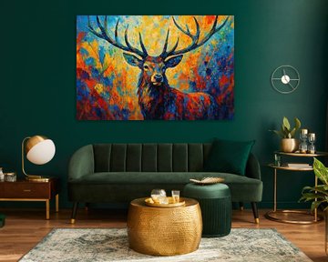 Colourful deer with large antlers by Art & Soul Creations
