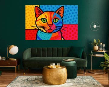 Colourful cat with halftone dots by Art & Soul Creations