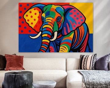 Graphic elephant in bright patterns by Art & Soul Creations