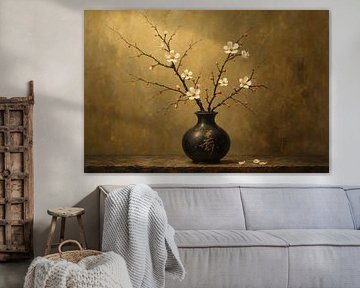 Kirschblüte im schwarzen Gefäß von Imperial Art House