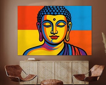 Gelassenes Buddha-Porträt in Farbe von Imperial Art House