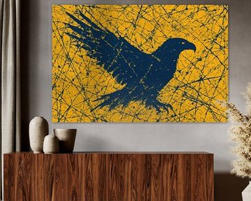 Fliegender Rabe mit Wasserspritzern von Imperial Art House