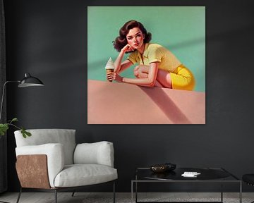 Femme rétro avec glace