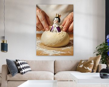 Hands hiding bean figurine in galette des rois dough by Markus Gann