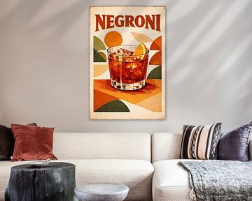 Retro Modern Negroni Cocktail Poster