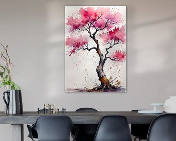 Aquarell-Kirschblüte - Texturierte Blumenkunst