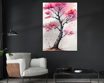 Aquarell-Kirschblüte - Texturierte Blumenkunst