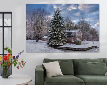 Huis in de sneeuw in heerhugowaard.