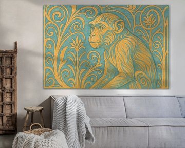 Monkey between floral tendrils by Art & Soul Creations