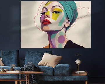 Woman with turquoise headscarf by Art & Soul Creations