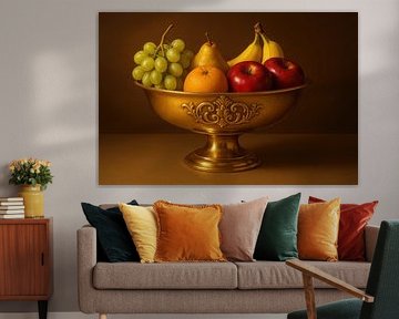 Goldene Schale mit Obst von Imperial Art House