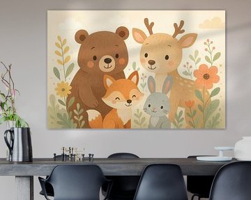 Cheerful forest animals among flowers by Imperial Art House