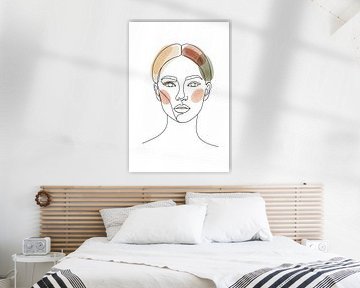 Evenwichtige schoonheid: Symmetrische minimalistische lijnkunst met warme terracotta accenten