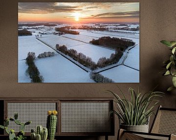 Sunset over a snowy winter landscape by Sjoerd van der Wal Photography