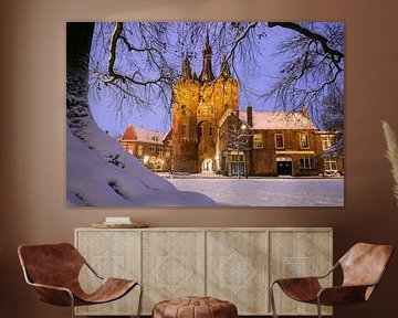 Zwolle Sassenpoort old city gate during a cold winter evening wi by Sjoerd van der Wal Photography