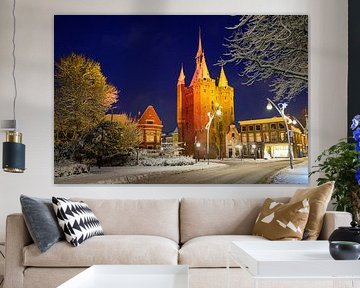 Zwolle Sassenpoort old city gate during a cold winter evening wi by Sjoerd van der Wal Photography
