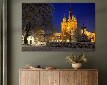 Zwolle Sassenpoort old city gate during a cold winter evening wi by Sjoerd van der Wal Photography