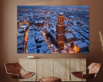Zwolle Peperbus church tower during a cold winter sunset by Sjoerd van der Wal Photography