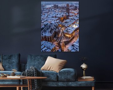 Der Grote Markt in der Innenstadt von Zwolle während eines winterlichen Sonderzuges von Sjoerd van der Wal Fotografie