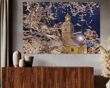 Bergkirche Oybin in einer Winternacht von Daniela Beyer