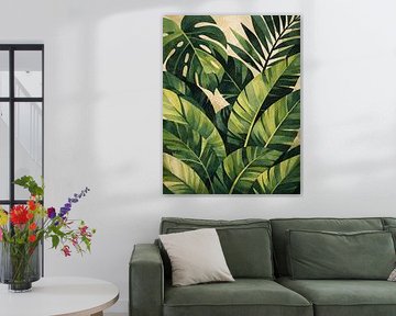 Tropische botanische Blätter im Vintage-Stil