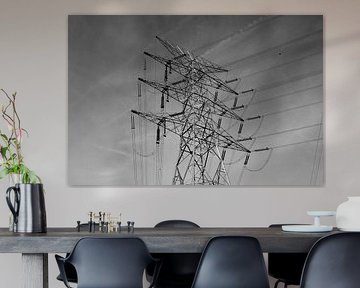 Industrial Electricity Mast Wall Decoration - Black and White