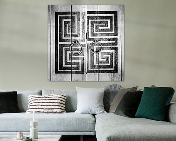 Old wooden door in the Haeinsa temple South Korea by Ron van der Stappen