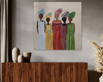 Afrikanische Frauen malen Mya von Madelène van der Linden