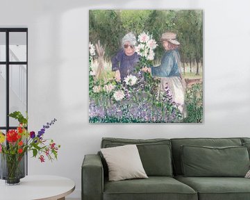 Sommerabend: Blumen pflücken im Garten der Mutter. von moments in watercolors