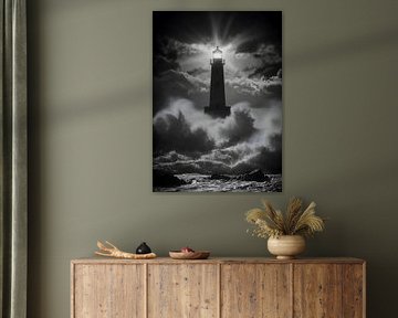 De vuurtoren in de storm