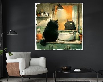 The secret life of cats - Bathroom | Thoughts in front of the mirror by Erika Kaisersot