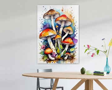 Pilze Brutal Aquarell Kunst - Organic Fantasy Natur Stück