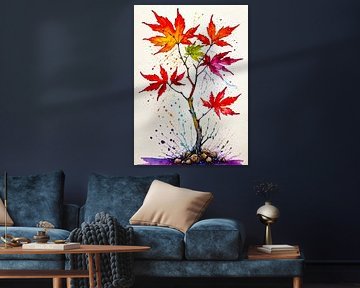 Ahornbaum Brutal Aquarell - Ausdrucksstarke Kunst der Saison