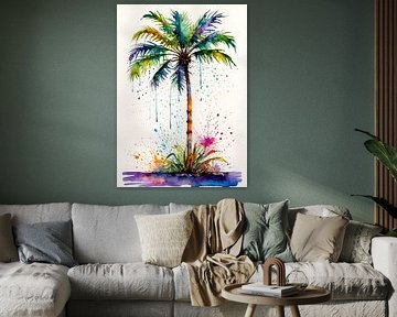 Palme Aquarell Malerei - Ausdrucksstarke tropische Natur Kunst