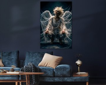 Angel's grace in ethereal fabric dark