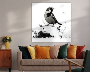 Sparrow on Snow Hill by Karina Brouwer