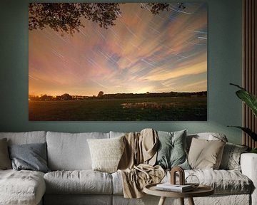 Nederlands landschap van sterrenspoor Scherpenzeel, Nederland van Jeroen Bos