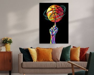 basketbal draaien in popart