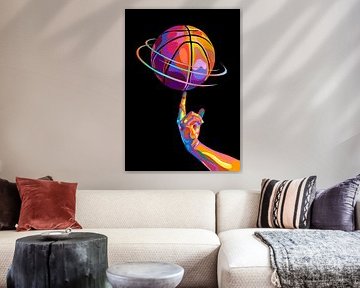 basketbal draaiende pop-art