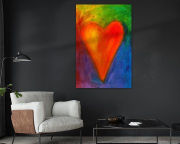 Abstraktes orangefarbenes Herz 1