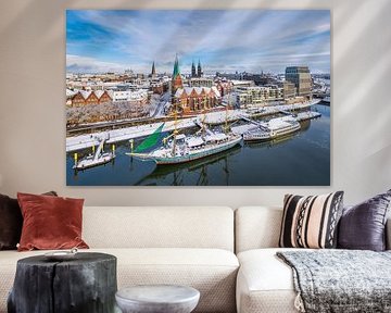 Schlachte in Bremen, Duitsland op een winterse dag