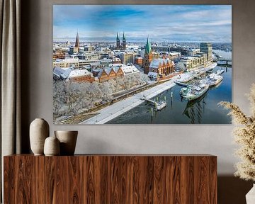 Schlachte in Bremen, Duitsland op een winterse dag