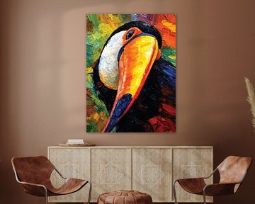 Powerful Toucan Palette Knife Impasto Tropical Portrait by Ramy Salah Hefny