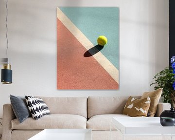 Tennis ball on pastel court by Franka Poulain