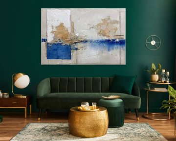 Peinture abstraite dans les tons bleus et terreux - texture riche et aspect apaisant et moderne sur Joriali Art abstrait