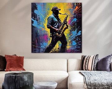 Abstrakte Saxophonmusik - Ausdrucksstarke Silhouettenkunst