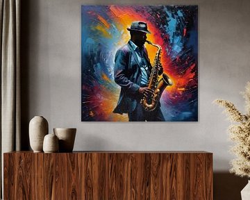 Abstrakt Saxophon Rhythmus - Silhouette Kunstwerk